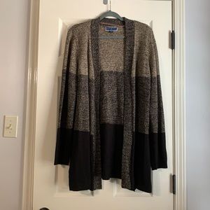 Karen Scott tunic length cardigan…XL tan/black